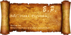 Bélteki Piroska névjegykártya